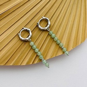 Серьги из длинные зеленого Кварца