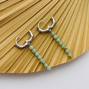 Серьги из длинные зеленого Кварца
