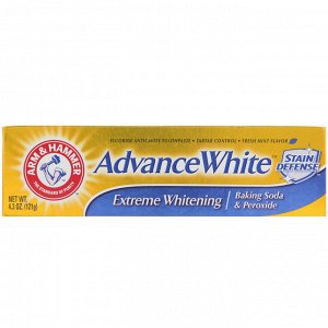 Arm &amp - amp -  Hammer, AdvanceWhite Baking Soda &amp - amp -  Peroxide Toothpaste, Extreme Whitening, 4.3 oz (121 g)
