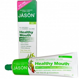 Jason Natural, «Здоровый рот», гель для профилактики кариеса и зубного камня с маслом чайного дерева и корицей, 6 унций (170 г)