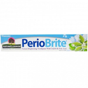 Natures Answer, PerioBrite, натуральная отбеливающая зубная паста с коэнзимом Q10 и фолиевой кислотой, освежающая мята, 4 жидких