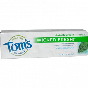 Toms of Maine, Wicked Fresh! Фторсодержащая зубная паста с охлаждающей перечной мятой, 4,7 унции (133 г)