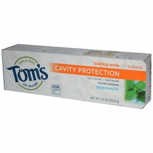 Toms of Maine, Защита от кариеса с содой, зубная паста с фтором, мятная 5.5 унции (155.9 g)