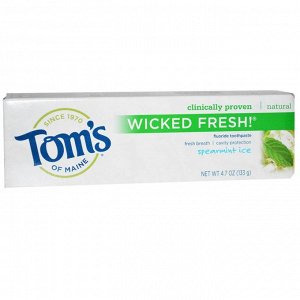 Toms of Maine, Wicked Fresh!, фторсодержащая зубная паста, морозная мята, 4.7 унций (133г)