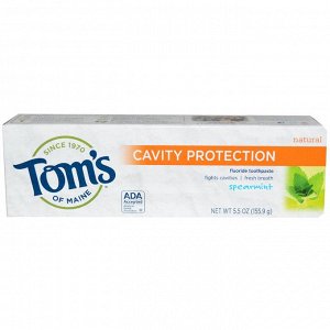 Toms of Maine, Фторсодержащая зубная паста для защиты полости рта, мята, 5,5 унции (155,9 г)