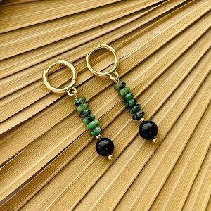 Серьги из Цоизита и Турмалина