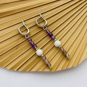 Серьги длинные из Аметиста с Аквамарином