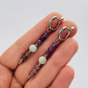 Серьги длинные из Аметиста с Аквамарином
