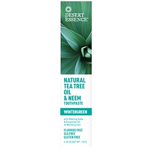 Desert Essence, Натуральное масло чайного дерева и зубная паста с нимом, Wintergreen, 6.25 унций (176 г)