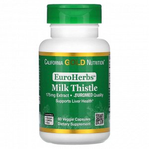 California Gold Nutrition, EuroHerbs, экстракт расторопши, европейское качество, 175 мг, 60 растительных капсул