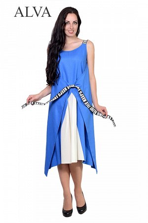 Платье Летнее платье Ницца 8486-3 выполнено из ткани лён.Это платье оригинального и необычного кроя.Одна из главных особенностей этого платья, возможность запаха на перёд или на спинку изделия. Длина 