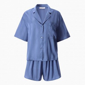 Пижама женская (рубашка и шорты) KAFTAN "Полоса", синий