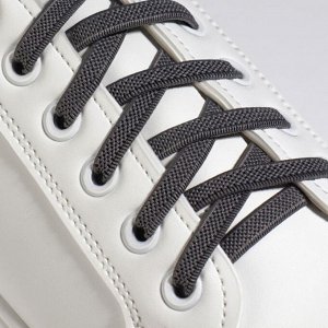 Шнурки для обуви, пара, плоские, с фиксатором, эластичные, 6 мм, 100 см, цвет серый