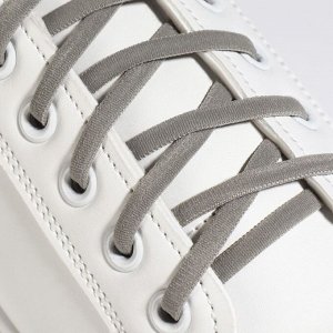 Шнурки для обуви, пара, круглые, с фиксатором, эластичные, d = 5 мм, 100 см, цвет серый