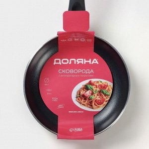 Сковорода Доляна Basic, d=20 см, пластиковая ручка, антипригарное покрытие, индукция, чёрная