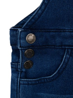 Полукомбинезон детский текстильный джинсовый утепленный флисом для девочек