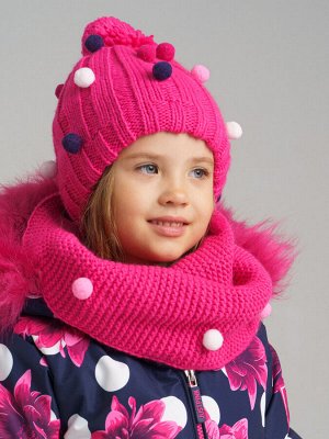Комплект трикотажный для девочек: шапка, снуд