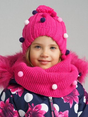 Комплект трикотажный для девочек: шапка, снуд
