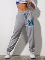 Спортивные брюки sport casual средней посадки с оригинальным принтом