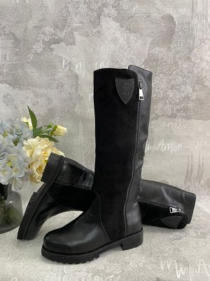 Сапоги зимние женские из экокожи с натуральным мехом, распродажа