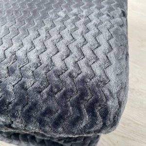 Швейный цех "Маруся" Плед из Велсофта Евро т.серый мелкий зигзаг  200*220 см
