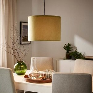 SUNNEBY / MOLNSKIKT, подвесной светильник, черный /темно-желтый бархат,
