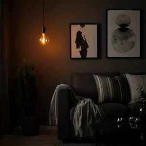 SUNNEBY / MOLNART, подвесной светильник с электрической лампочкой, черный /разноцветный в форме эллипса