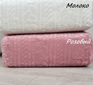 Швейный цех "Маруся" Плед из Велсофта Двуспальный Коса Розовая 180*200 см