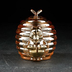 СИМА-ЛЕНД Баночка стеклянная для мёда и варенья «Медвежонок», 240 мл, 9×11,5 см, цвет золотой