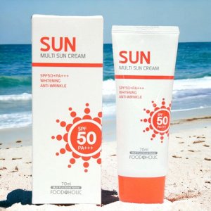 Крем солнцезащитный для лица и тела FOODAHOLIC MULTI SUN CREAM SPF50 для всех типов кожи 70мл. Корея