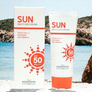 Крем солнцезащитный для лица и тела FOODAHOLIC MULTI SUN CREAM SPF50 для всех типов кожи 70мл. Корея