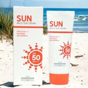 Крем солнцезащитный для лица и тела FOODAHOLIC MULTI SUN CREAM SPF50 для всех типов кожи 70мл. Корея