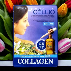 Маска для лица ультра увлажняющая тканевая  CELLIO с Коллагеном 25мл. Корея