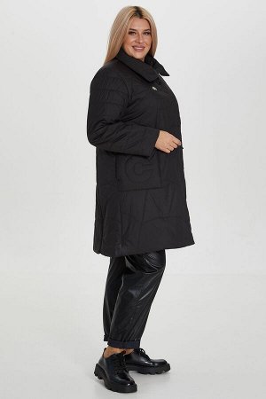 Пальто Стильное пальто расклешенного силуэта длиной до линии колен из плащевой однотонной ткани, на синтепоне с оригинальной стежкой. Модель на подкладке. Круглый вырез горловины оформлен отложным вор