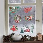 Наклейки на окна виниловые «Новогодняя деревушка», многоразовые, 70 × 25 см