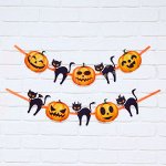 Гирлянда на ленте «Happy Halloween», кровавая тыква, 250 см.