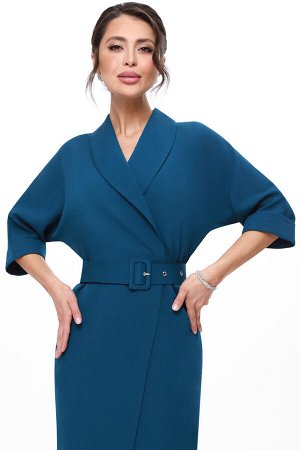 DStrend Платье запашное сине-зеленое с поясом
