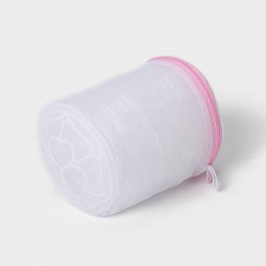 Мешок для стирки белья с диском Доляна, 15?15 см, мелкая сетка, цвет белый