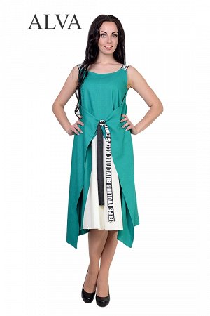 Платье Легкое платье Ницца 8486-2 выполнено из ткани лён.Это платье оригинального и необычного кроя.Одна из главных особенностей этого платья, возможность запаха на перёд или на спинку изделия. Длина 