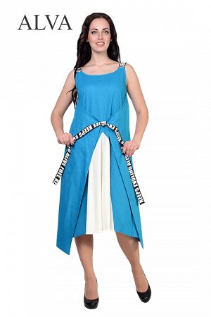 Платье Свободное платье Ницца 8486-4 выполнено из ткани лён.Это платье оригинального и необычного кроя.Одна из главных особенностей этого платья, возможность запаха на перёд или на спинку изделия. Дли