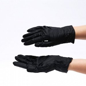 Перчатки нитриловые неопудренные, черные, размер L, 50 пар