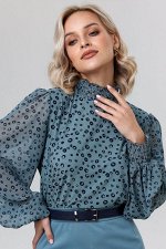 Блузка женская  7046-27/01/Бирюзовый, черный