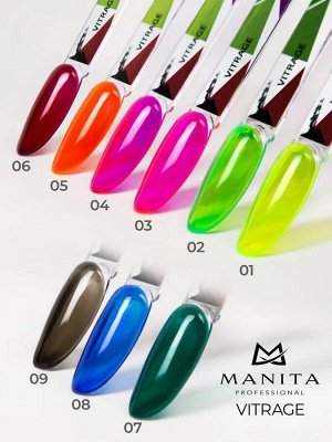 Manita Professional Гель-лак для ногтей c эффектом витража / Vitrage №07, изумрудный, 10 мл