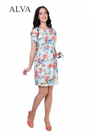 Платье Легкое, летнее, модное Платье Мохито 8421-2 выполнено из ткани супер софт с цветочным принтом. Платье свободного силуэта с карманами в боковых швах и поясом из ткани. Длина платья около 95-100 