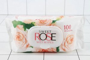 Салфетки влажные Sweet Rose 100 шт парфюмированные с клапаном