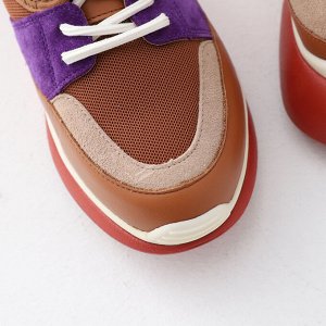 Женские полуботинки на шнурках, цвет фиолетовый/красный/синий