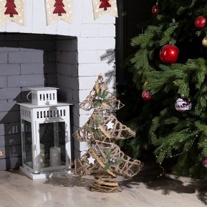 Светодиодная фигура «Ёлка» 38x55x13 см, металл, текстиль, батарейки ААх2 (не в комплекте), свечение тёплое белое