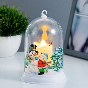 Светодиодная свеча, ночник LED RISALUX «Новогодний свет» в колбе, от батареек 3xААА, 9x9x12.5 см