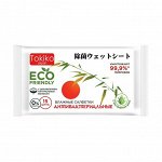 Влажные салфетки Eco антибактериальные с экстрактом алое Tokiko Japan 15шт