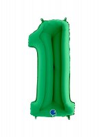 Фольга шар Цифра 1 Зеленый 40&quot;/100 см 1 шт Grabo